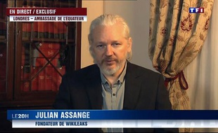 Une capture d'écran montre Julian Assange sur TF1 le 24 juin 2014