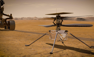 Une illustration de l'hélicoptère Ingenuity, lancé le 30 juillet 2020 avec le rover Perseverance direction Mars dans le cadre d'une mission de la Nasa.