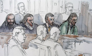 Dessin de Farid Benyettou lors de son procès en mars 2008 à Paris.