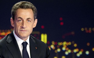 Nicolas Sarkozy sur le plateau du journal télévisé de TF1, le 15 février 2012.