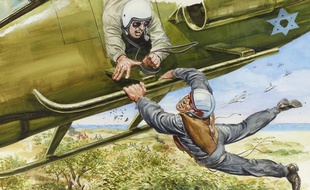 «Récupération in extremis d'un soldat israélien cerné par l'ennemi», dessin d'Angelo Di Marco.