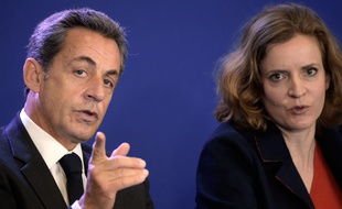 Nicolas Sarkozy et Nathalie Kosciusko-Morizet, lors d'un meeting de l'UMP, à Paris, le 17 janvier 2015.