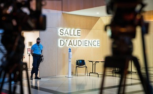 La salle d'audience du procès du 13-Novembre à Paris.