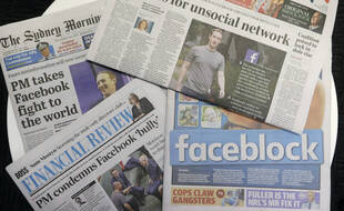 Les unes de la presse australienne le 19 février 2021 après le blocage des contenus d'actualité par Facebook.
