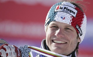 Le skieur français Julien Lizeroux, médaillé d'argent en slalom aux championnats du monde de Val d'isère, le 15 février 2009.