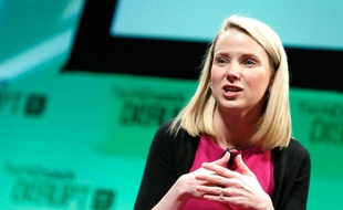 La patronne de Yahoo!, Marissa Mayer, lors d'une intervention à la TechCrunch Disrupt de New York le 7 mai 2014