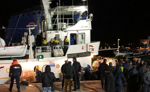 Un navire transportant des migrants à Lampedusa, le 19 mars 2019.