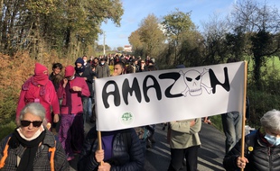 Une manifestation s'est déroulée à Montbert, sur le site choisi par Amazon, le 17 novembre 2020