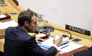 Emmanuel Macron au Conseil de sécurité de l'ONU à New York, le 26 septembre 2018.