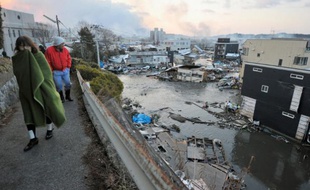 La ville côtière de Kesen Numa, au nord-est du Japon, le 12 mars 2011, au lendemain du tsunami qui a ravagé la région.