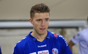 Strasbourg le 24 février 2017. Foot RCS vs Clermont. Baptiste Guillaume, attaquant du Racing.