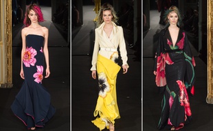 Trois silhouettes de la collection haute couture printemps-été 2015 Alexis Mabille.