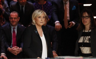 Marine Le Pen lors du premier débat télévisé sur TF1.