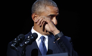 Les larmes de Barack Obama pour son discours d'adieu à l'Amérique, le 10 janvier 2017 à Chicago.