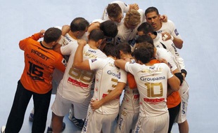 Les joueurs du club de handball de Montpellier, lors d'un match de LNH à Paris contre le PSG hand, le 30 septembre 2012.
