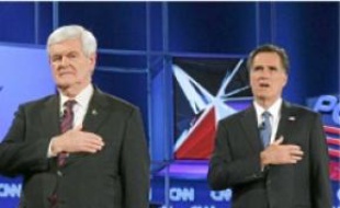 Newt Gingrich et Mitt Romney (à dr.).
