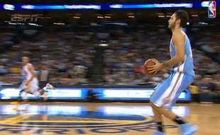 Evan Fournier avec les Denver Nuggets le 15 janvier 2014.