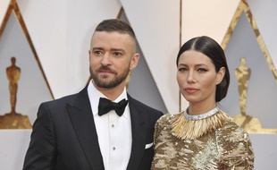 L'artiste Justin Timberlake et sa femme, l'actrice Jessica Biel, aux Oscars