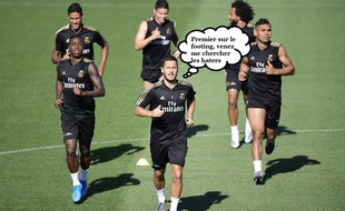 Eden Hazard à l'entraînement avec le Real Madrid à l'été 2019.