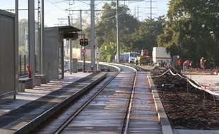 Le 7 novembre 2016, derniers travaux à Blanquefort sur la ligne C du tramway avant la mise en service