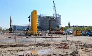 Le chantier du Quartier d'affaires international du Wacken, au pied du Parlement européen