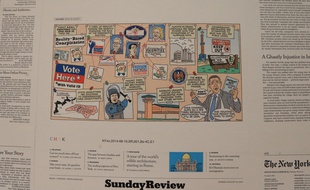 Strasbourg le 15 janvier 2016. -Exposition Fit to print, musée Tomi Ungerer. Illustrations d'artistes de la HEAR publiées dans le New York Times.