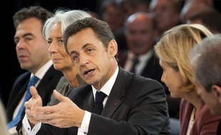 Nicolas Sarkozy a une réunion avec des industriels de la recherche à Venelles, mardi.