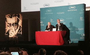 Gilles Jacob et Thierry Frémaux, le 17 avril 2014 à Paris