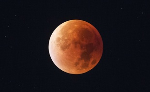 Une lune de sang vue de Berlin, lors de l'éclipse du 28 septembre 2015.