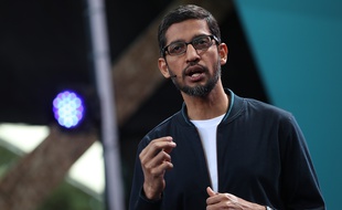 Le directeur général de Google, Sundar Pichai, à la conférence IO, le 18 mai 2016.