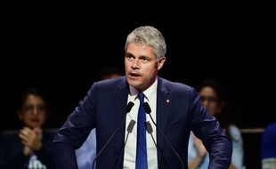 Laurent Wauquiez durant le meeting de Nicolas Sarkozy le dimanche 9 octobre au Zénith de Paris. Crédit: CHAMUSSY/SIPA