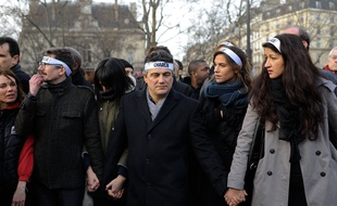 Luz, Patrick Pelloux et Zineb El Rhazoui lors de la manifestation du 11 janvier 2015.