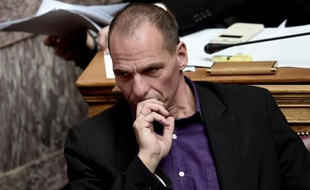 Le ministre grec des Finances Yanis Varoufakis le 18 mars 2015 au Parlement à Athènes