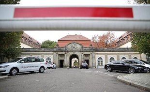 L'entrée de la clinique St George à Leipzig, dans l'est de l'Allemagne, le 14 octobre 2014, où est décédé dans la nuit un employé de l'ONU, contaminé par le virus Ebola