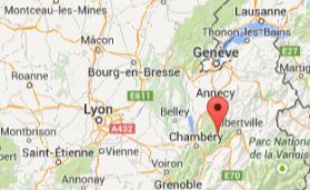 Google Map du massif des Bauges, en Savoie.