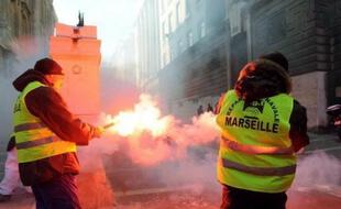 Des dockers lors d'une grève à Marseille (archives)