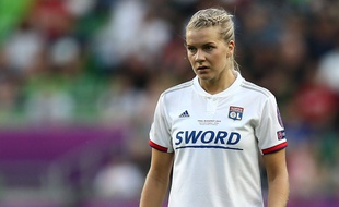 Photo d'illustration d'Ada Hegerberg, ici lors de la dernière finale de Ligue des champions remportée avec l'OL contre le Barça (4-1) le 18 mai.