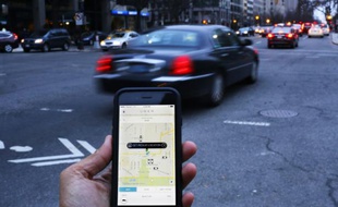 Un véhicule Uber. Illustration.