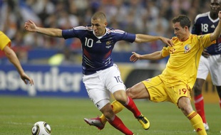 L'attaquant de l'équipe de France, Karim Benzema, lors du match France - Roumanie, le 9 octobre 2010 au stade de France.