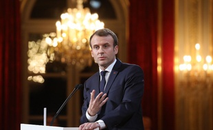 Macron lors de ses voeux à la presse le 3 janvier 2018.