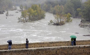L'Hérault en crue le 4 novembre 2011 à Saint-Jean de Fos