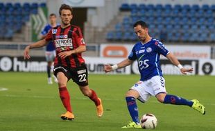 L'une des rares titularisations de Jean-Philippe Sabo cette saison avec le Racing club de Strasbourg contre Les Herbiers (2-2), le 28 août 2015.