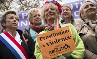 L'ancienne prostituée Rosen Hicher (c) lutte contre la prostitution, le 12 octobre 2014 à Paris