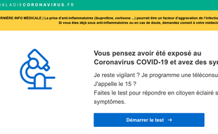 Capture d'écran du site permettant d'évaluer ses symptômes.