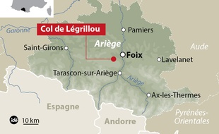 Carte de localisation du col de Légrillou, en Ariège.
