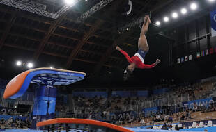 Simone Biles lors de son unique saut de la journée.