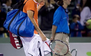 Roger Federer après sa défaite contre Tomas Berdych en huitième de finale du tournoi de Miami, le 30 mars 2010