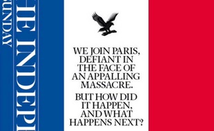 «The Independent» rend hommage à la France en Une de son édition du 15 novembre 2015.