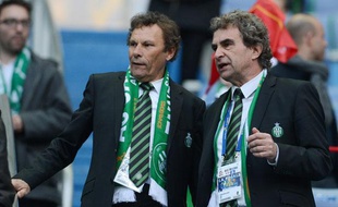 Roland Romeyer avec Dominique Rocheteau, le 20 avril 2013 à Paris.