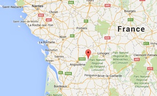 Localisation de Roussines, en Charente